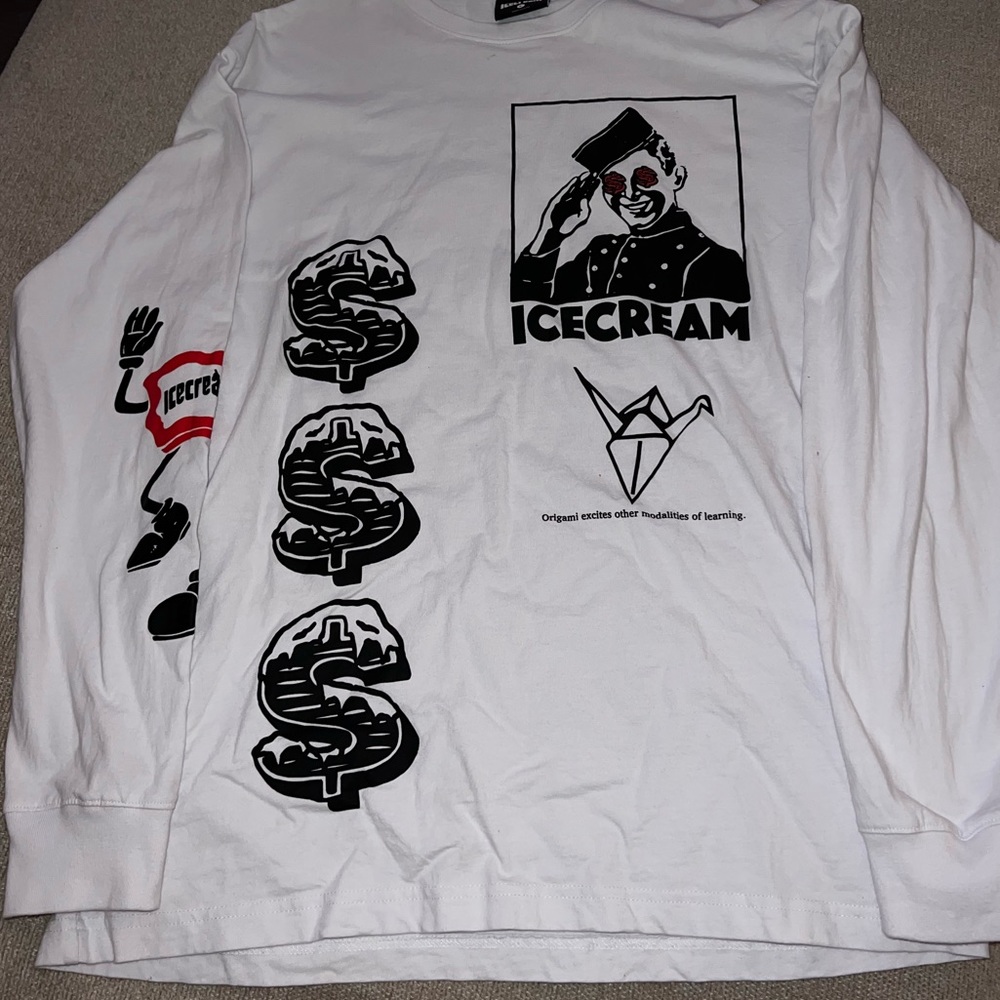 White Graphic Ice Cream Long Sleeve
